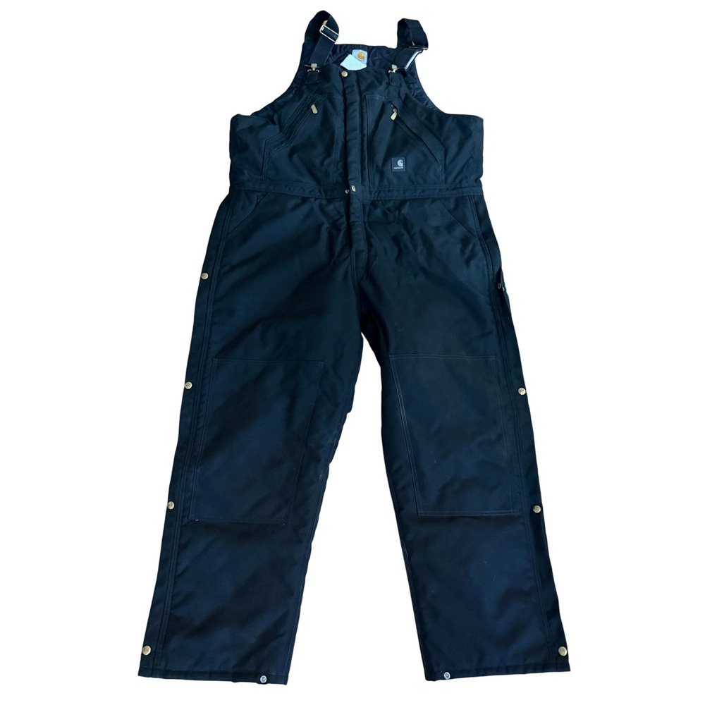 Carhartt R33 Bib Overalls‎ Black Workwear Durable Men Size 42x30